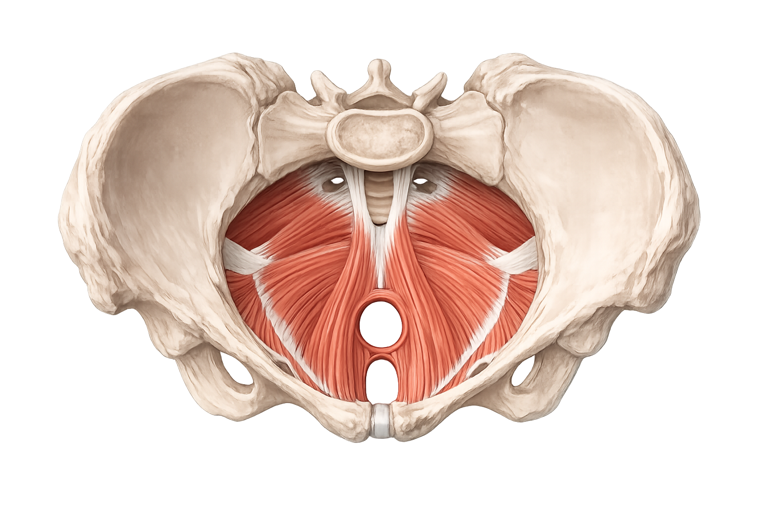Pelvic floor support structures and anatomy.